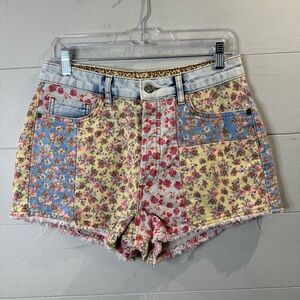 FARM Rio Floral Patchwork High Waist Shorts - Multicolor